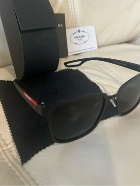 Prada Linea Rossa with Red Temple Detail retail $483